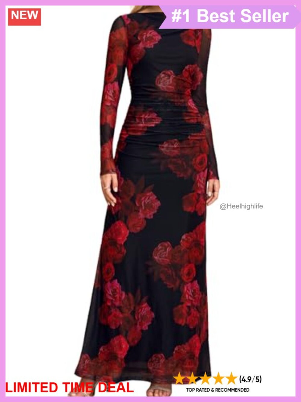 Long Sleeve Bodycon Maxi Dress Asymmetrical Neckline Ruched Formal